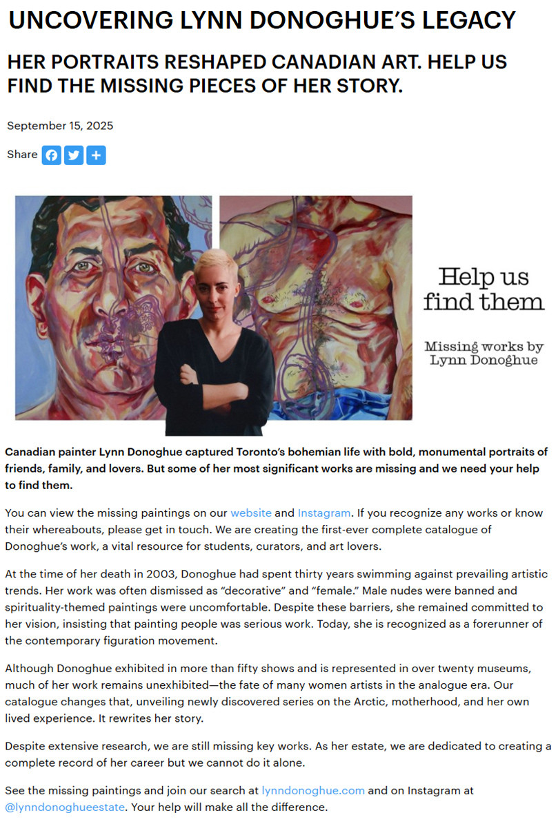 Applied Arts 
"Uncovering Lynn Donoghue's Legacy", September 15 2025